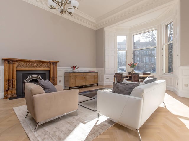 Interior: The flat’s open-plan kitchen and living area is light and airy, with the former including integrated appliances and a Quooker tap for convenience, which a gas fire ensures the whole space stays nice and warm. Its double bedroom has built-in wardrobes.