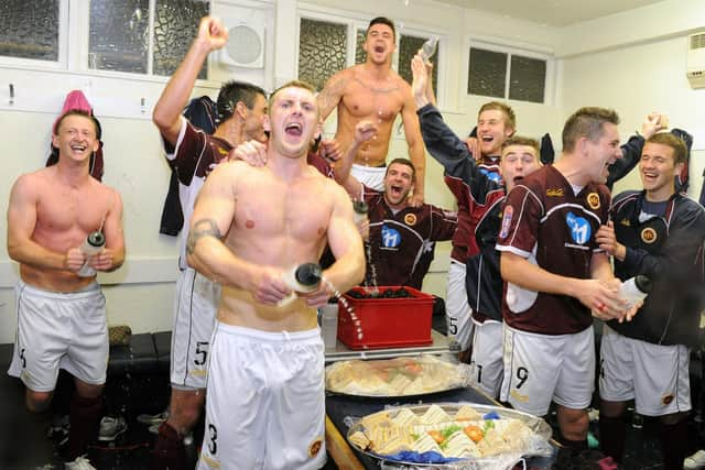 Stenhousemuir celebrate their win in the Communities League Cup on August 28, 2012. (Picture: John Devlin)