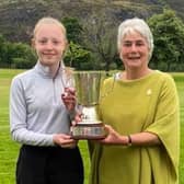 Newly-elected Prestonfield club captain Lynn Abernethy, right, is pictured club with member Freya Constable after her win in the Scottish Girls' Championship in 2022. Picture: Prestonfield Golf Club