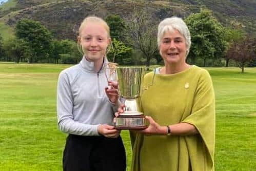 Newly-elected Prestonfield club captain Lynn Abernethy, right, is pictured club with member Freya Constable after her win in the Scottish Girls' Championship in 2022. Picture: Prestonfield Golf Club