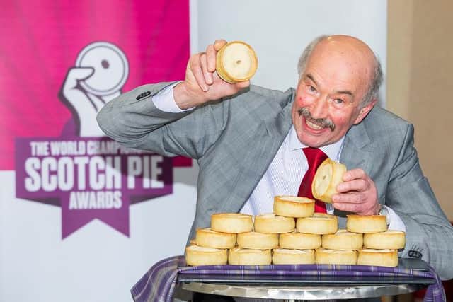 Alan Pirie, two-time winner of the top prize for Best Scotch Pie, pictured with his winning pies at the World Scotch Pie Championship Awards 2020