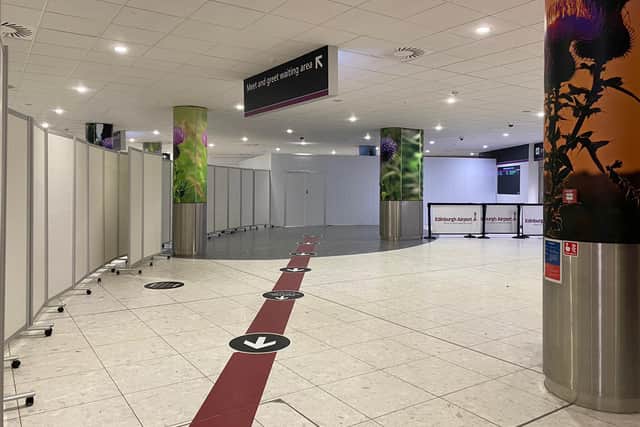 The first international arrivals at Edinburgh Airport since the closure of Scotland’s travel corridors have been escorted to nearby quarantine hotels this morning.