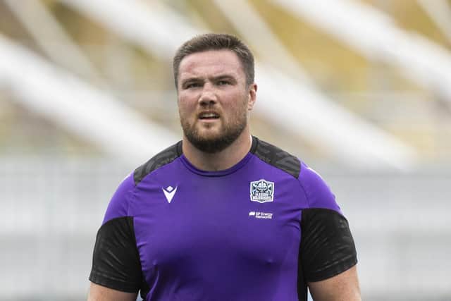 Zander Fagerson during a Glasgow Warriors training session at Scotstoun. The new season kicks off with an away game at Ulster. (Photo by Ross MacDonald / SNS Group)