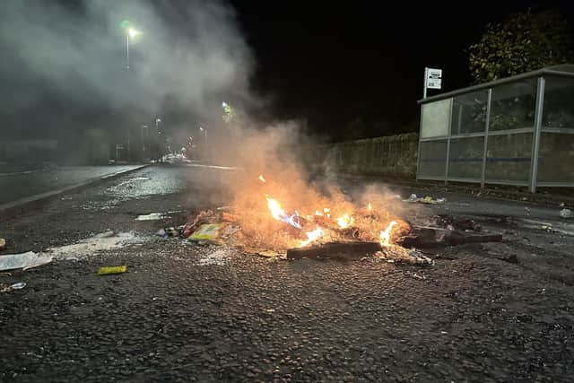 A fire was lit in the street in the Niddrie area of Edinburgh on Bonfire Night 2022 Photo: Dan Barker/PA Wire