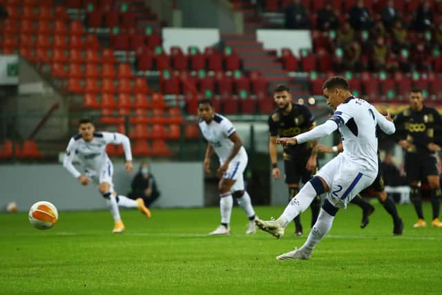 James Tavernier scores from the penalty spot for Rangers against Standard Liege in Belgium. (Photo by Dean Mouhtaropoulos/Getty Images)
