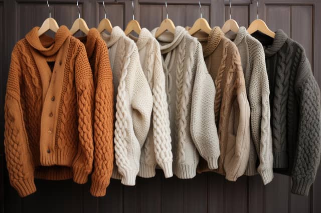 Row of different stylish fashion knitted jackets Pic: Slanapotam/Adobe