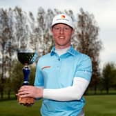 Craig Howie poses with the trophy after his runaway win in the Range Servant Challenge by Hinton Golf at Hinton Golf Club in Malmo. Picture: Luke Walker/Getty Images.