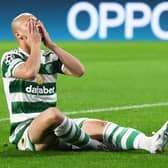 Celtic’s Daizen Maeda has head in hands after passing up an early chance in the 2-0 defeat to RB Leipzig - one of the dozens spurned by the club to cause their Champions League campaign to crumble. (Photo by Craig Foy / SNS Group)