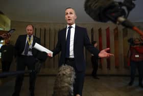 MSP Michael Matheson on 16 November last year after telling the Scottish Parliament his sons used iPad data to watch football and he had held back on sharing that because he wanted to protect them from the public gaze (Picture: Jeff J Mitchell/Getty Images)