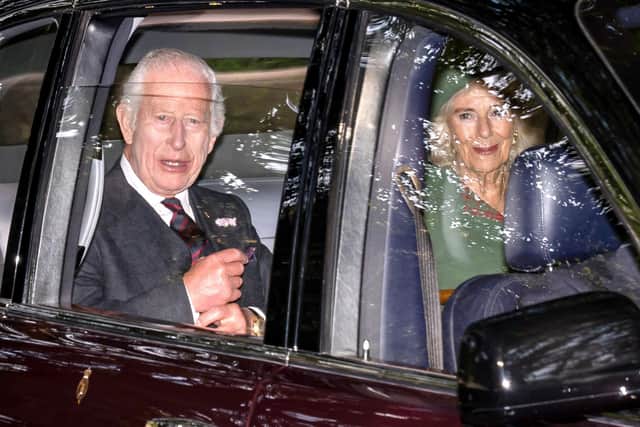 King Charles III and Queen Camilla arrive at Crathie Kirk
