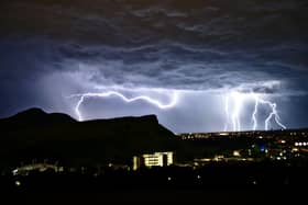 Lightning strikes shot on a long exposure by student Kevin Klein, 34, from Calton Hill Edinburgh.