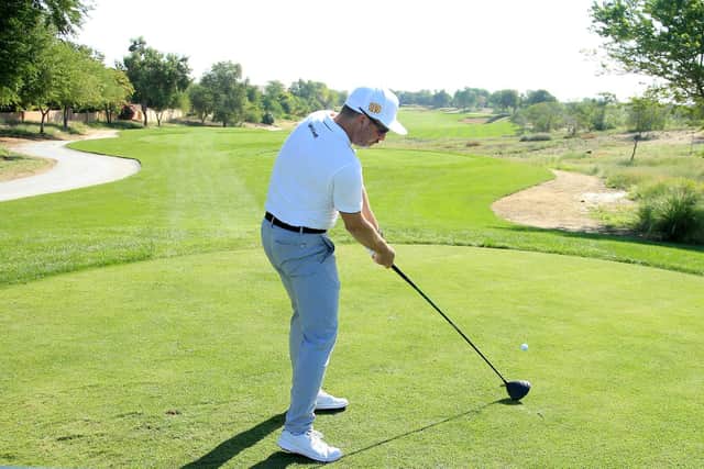 Mikko Korhonen of Finland in action on the Fire Course during practice for the Golf in Dubai Championship at Jumeirah Golf. Andrew Redington/Getty Images