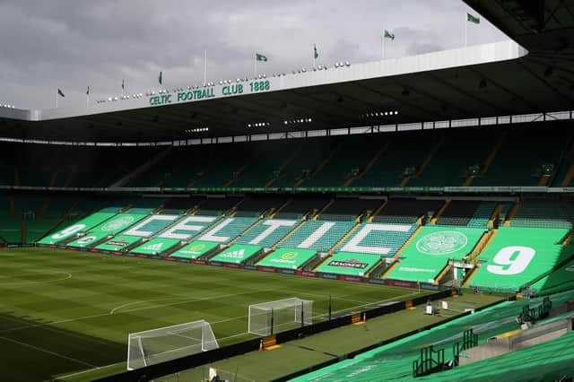 General view inside the stadium ahead of the Ladbrokes Premiership match between Celtic and Hamilton Academical at Celtic Park Stadium on August 02, 2020 in Glasgow, Scotland. (Photo by Andrew Milligan/Pool via Getty Images)