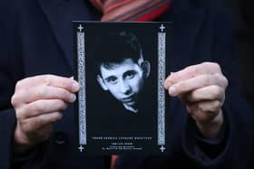 A mourner holds the order of service for the funeral of Shane MacGowan at Saint Mary's of the Rosary Church, Nenagh, Co. Tipperary. Picture: Damien Eagers/PA Wire