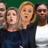The candidates in the Tory leadership race, from left: Rishi Sunak, Tom Tugendhat, Penny Mordaunt, Liz Truss, Kemi Badenoch. Picture: PA/Getty Images