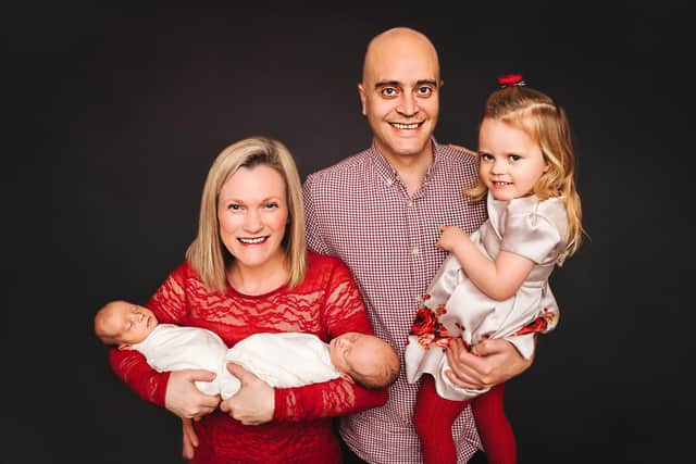 Deborah Johnston, from Glasgow, was six months pregnant with identical twins Theo and Olly when she was diagnosed with life threatening twin to twin transfusion syndrome (TTTS).