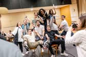 The cast rehearsing One Day: The Musical, which will be performed in the round. Picture: Danny Kaan