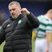 Celtic manager Ange Postecoglou celebrates the win over Ross County.