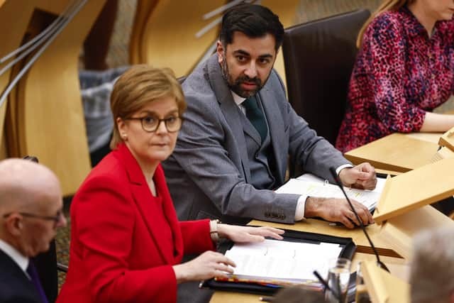 Nicola Sturgeon and SNP leadership candidate Humza Yousaf. Picture: Jeff J Mitchell/Getty Images