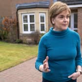 Former leader of the SNP Nicola Sturgeon speaking to the media outside her home in Uddingston, Glasgow. Picture: Jane Barlow/PA Wire