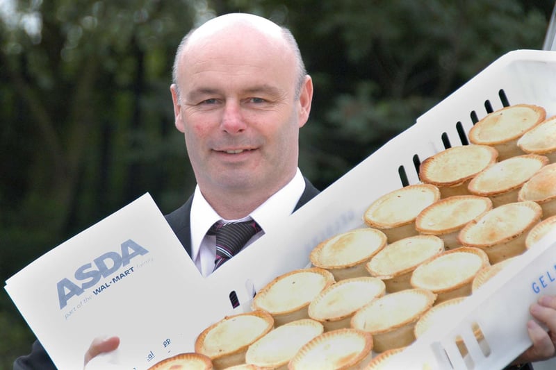 Tony Gelder and some of the Gelders Pies which were heading for Asda 14 years ago.
