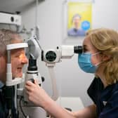 Edinburgh Central MSP Angus Robertson undergoes an eye test at the new £3 million Optical Express clinic in Edinburgh.