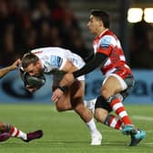 Stuart Hogg of Exeter is tackled by Adam Hastings of Gloucester as the two Scots clashed ahead of international duty next week.