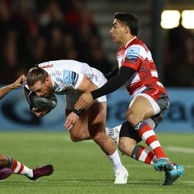 Stuart Hogg of Exeter is tackled by Adam Hastings of Gloucester as the two Scots clashed ahead of international duty next week.