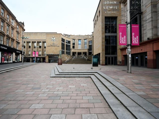 The top of Buchanan Street is usually the heart of Glasgow's busy shopping district. Picture: John Devlin