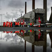 Workers picket during a past strike at the Grangemouth oil refinery. Picture: Jeff J Mitchell/Getty Images