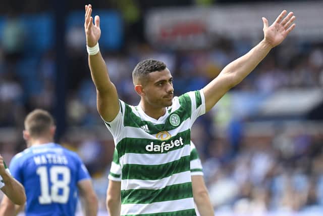 Celtic's Giorgos Giakoumakis was described as being settled with the Scottish champions amid suggestions this week he had been the subject of enquiries from four English Premier League clubs. (Photo by Rob Casey / SNS Group)