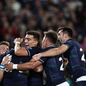 Scotland players celebrate after scoring a try against Romania (Picture: Franck Fife/AFP via Getty Images)