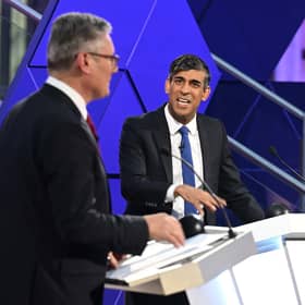 Rishi Sunak and Sir Keir Starmer during the BBC debate in Nottingham. Picture: Jeff Overs/BBC/PA Wire