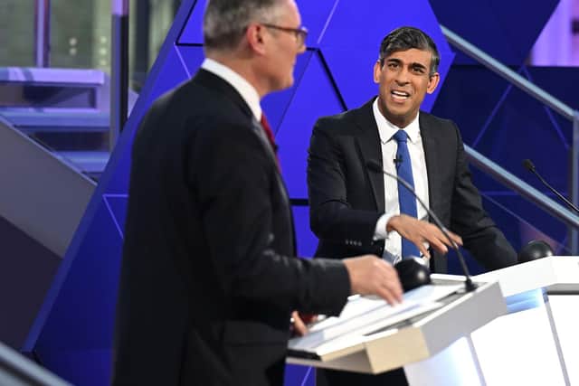 Rishi Sunak and Sir Keir Starmer during the BBC debate in Nottingham. Picture: Jeff Overs/BBC/PA Wire