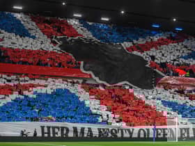 Rangers fans' tifo ahead of the Champions League clash with Napoli. (Photo by Craig Foy / SNS Group)