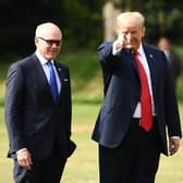 Woody Johnson, the US ambassador to the UK, pictured with Donald Trump during the US president's trip to Britain in July 2018. Picture: Brendan Smialowski/AFP/Getty