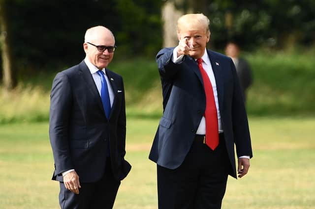 Woody Johnson, the US ambassador to the UK, pictured with Donald Trump during the US president's trip to Britain in July 2018. Picture: Brendan Smialowski/AFP/Getty