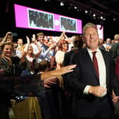 Labour Party leader Sir Keir Starmer, with his wife Victoria, leaves the stage after giving his keynote address during the Labour Party Conference at the ACC Liverpool. Picture: Stefan Rousseau/PA Wire