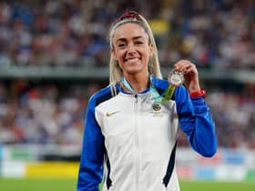 Eilish McColgan with her Commonwealth Games silver medal after the Women’s 5000m Final at Alexander Stadium, Birmingham.