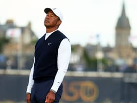 Tiger Woods struggled his way to a six over par first round in the 150th Open at the Old Course, St Andrews. (Photo by Andrew Redington/Getty Images)