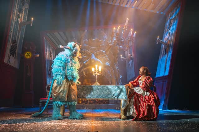Nicholas Marshall and Israela Efomi in Beauty and the Beast at the Citizens' Theatre