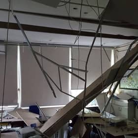 A photo issued by the Local Government Association showing damage to a school built with RAAC. Credit: LGA