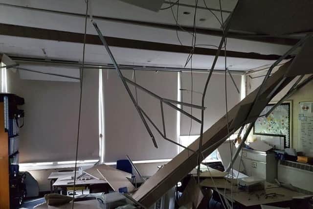 A photo issued by the Local Government Association showing damage to a school built with RAAC. Credit: LGA