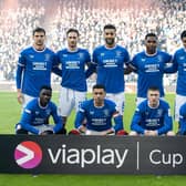 The Rangers starting XI poses for the cameras ahead of the Viaplay Cup final at Hampden.