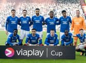 The Rangers starting XI poses for the cameras ahead of the Viaplay Cup final at Hampden.