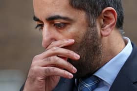 First Minister Humza Yousaf speaks to the media during a visit to a housing development in Dundee on Friday. Picture: Jeff J Mitchell/Getty Images