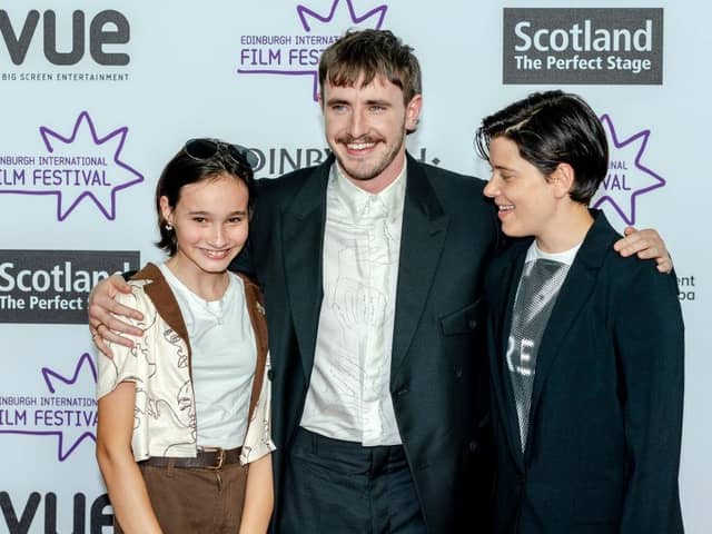 Lead actors Frankie Corio and Paul Mescal with Charlotte Wells, director of Aftersun which opened this year's Edinburgh International Film Festival. Picture: Getty/Euan Cherry