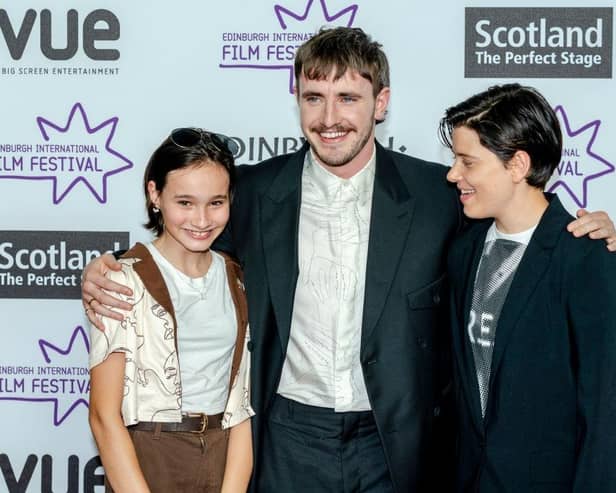 Lead actors Frankie Corio and Paul Mescal with Charlotte Wells, director of Aftersun which opened this year's Edinburgh International Film Festival. Picture: Getty/Euan Cherry