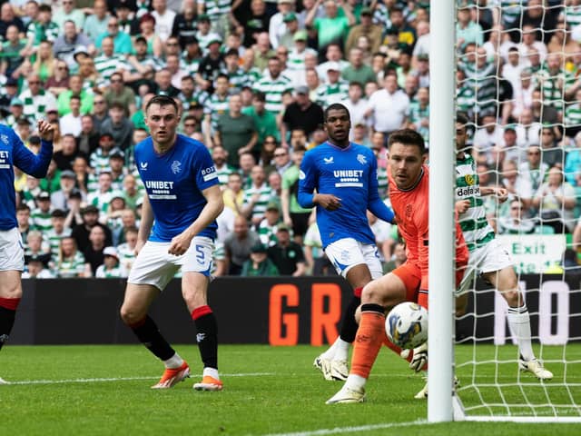 The faces of the Rangers players say it all as John Lundstram scores an own goal to make 2-0 to Celtic.
