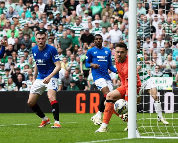 The faces of the Rangers players say it all as John Lundstram scores an own goal to make 2-0 to Celtic.